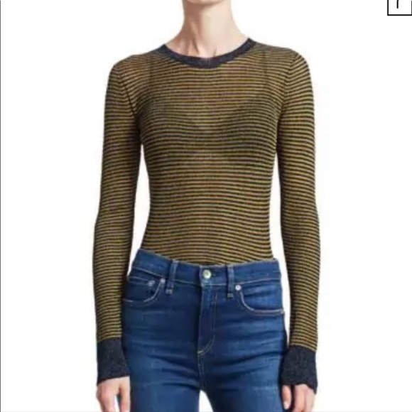 Rag & Bone Raina Striped Long Sleeve Crew Neck Top XS - Picture 4 of 11